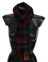 Missoni Black Red Check Wool Unisex Neck Wrap Fringes Scarf -   -  Missoni.
